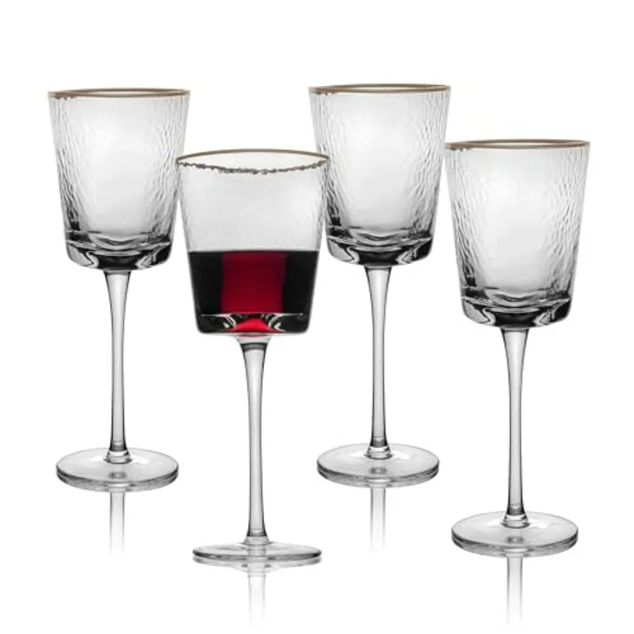 Gold Rimmed Wine Glasses Set of 4 10oz