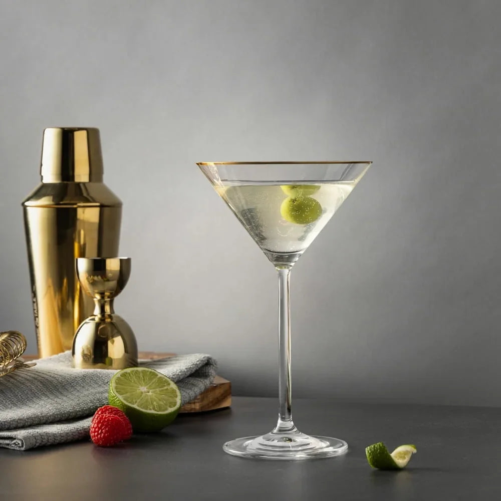 Elegant Martini Glass with Gold Rim