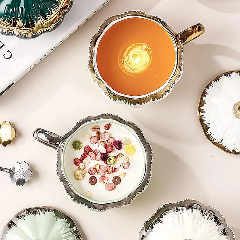 Creative Ceramic Cup With Spoon Soup Mug With Lid