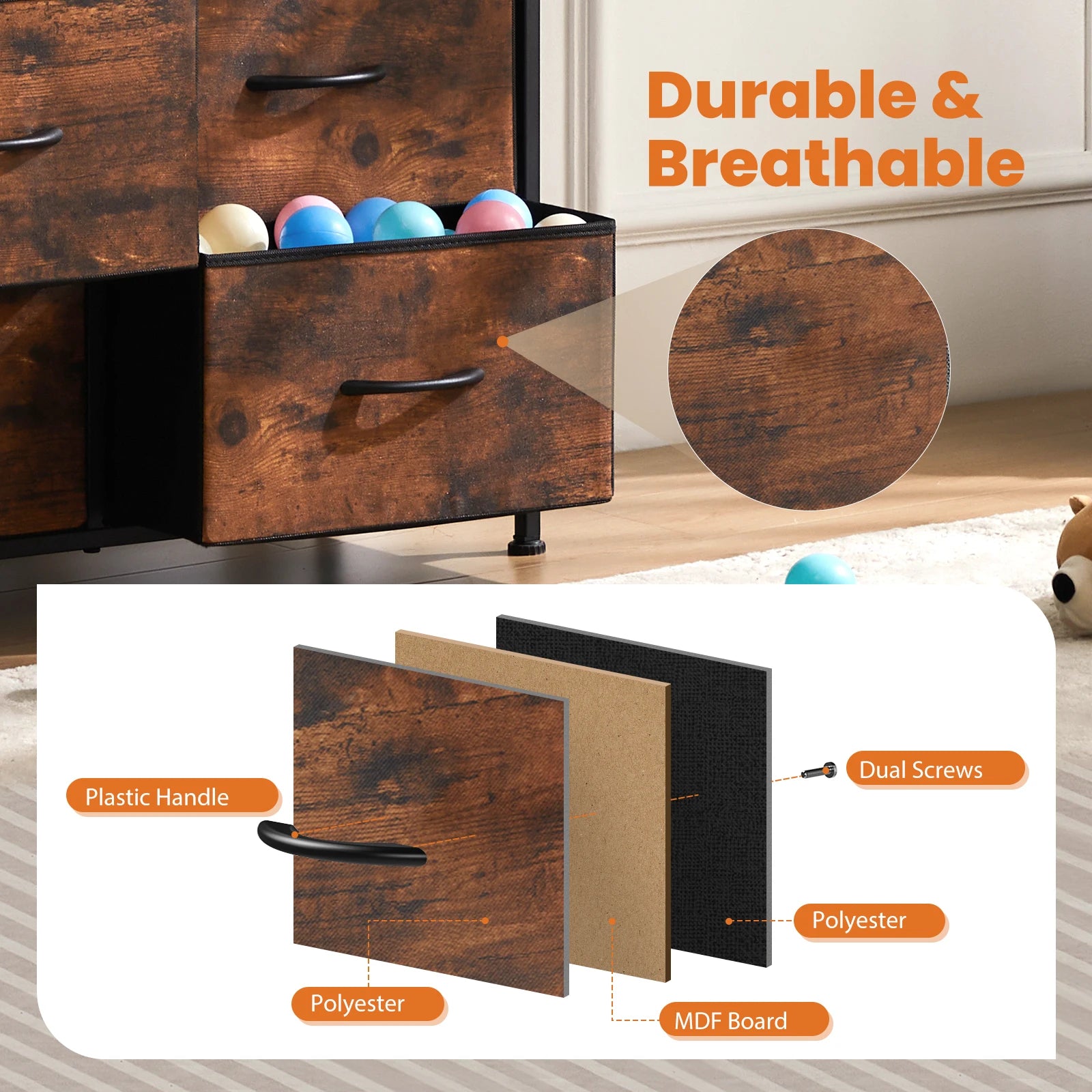 Bedside Table w/ 10  Drawers Wardrobe