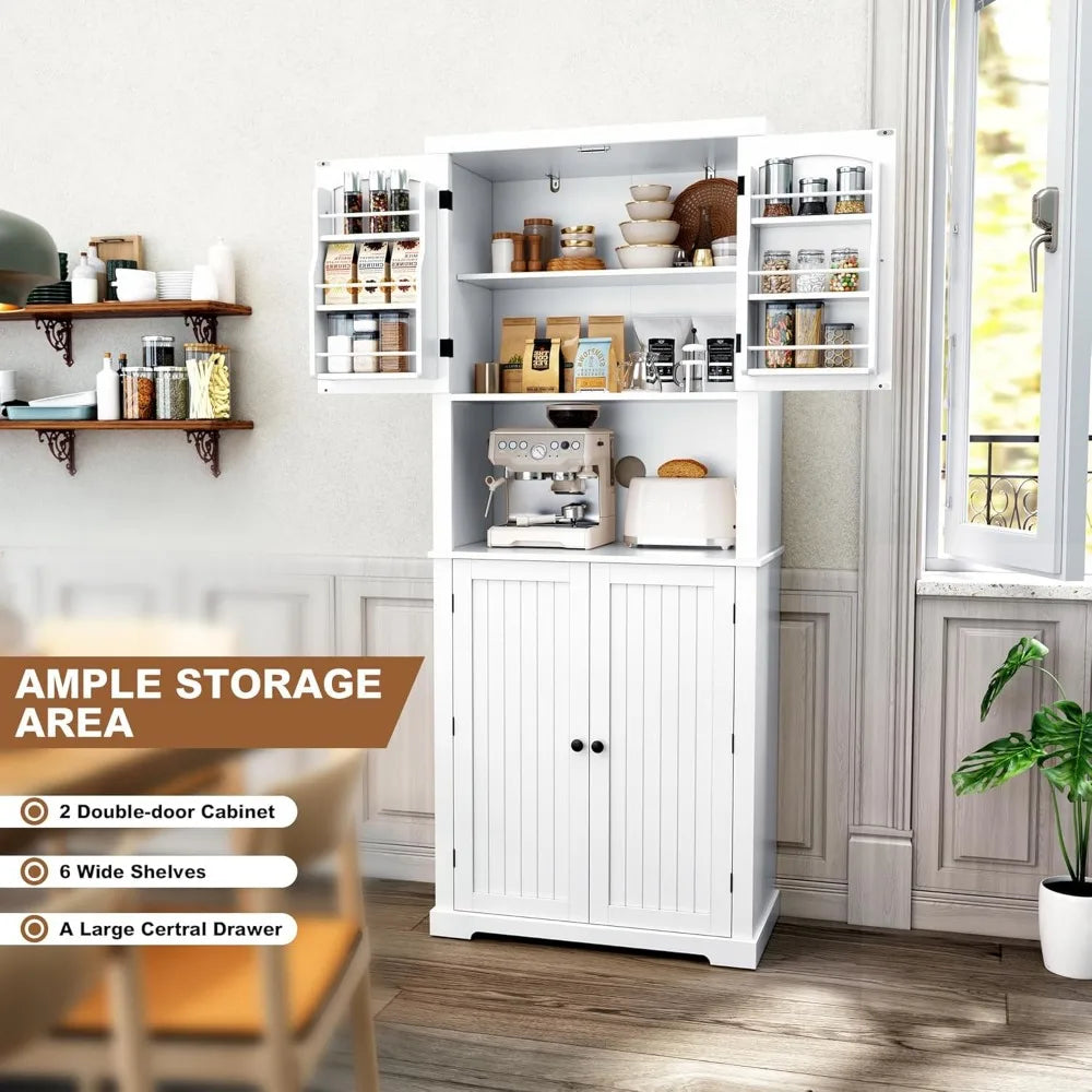 72" Kitchen Pantry Storage Cabinet