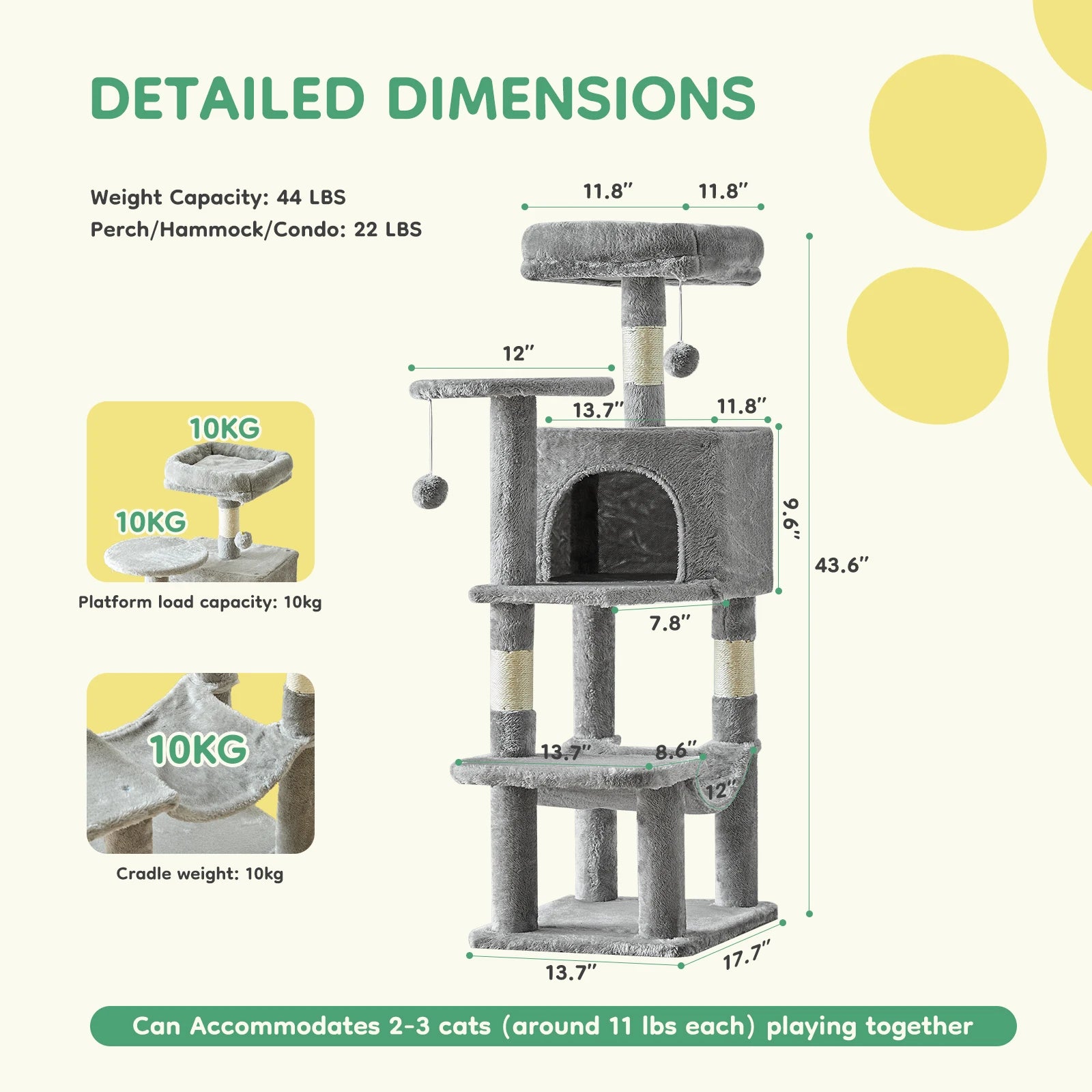 Cat Tree Tall Multi-Cat Climbing Tower