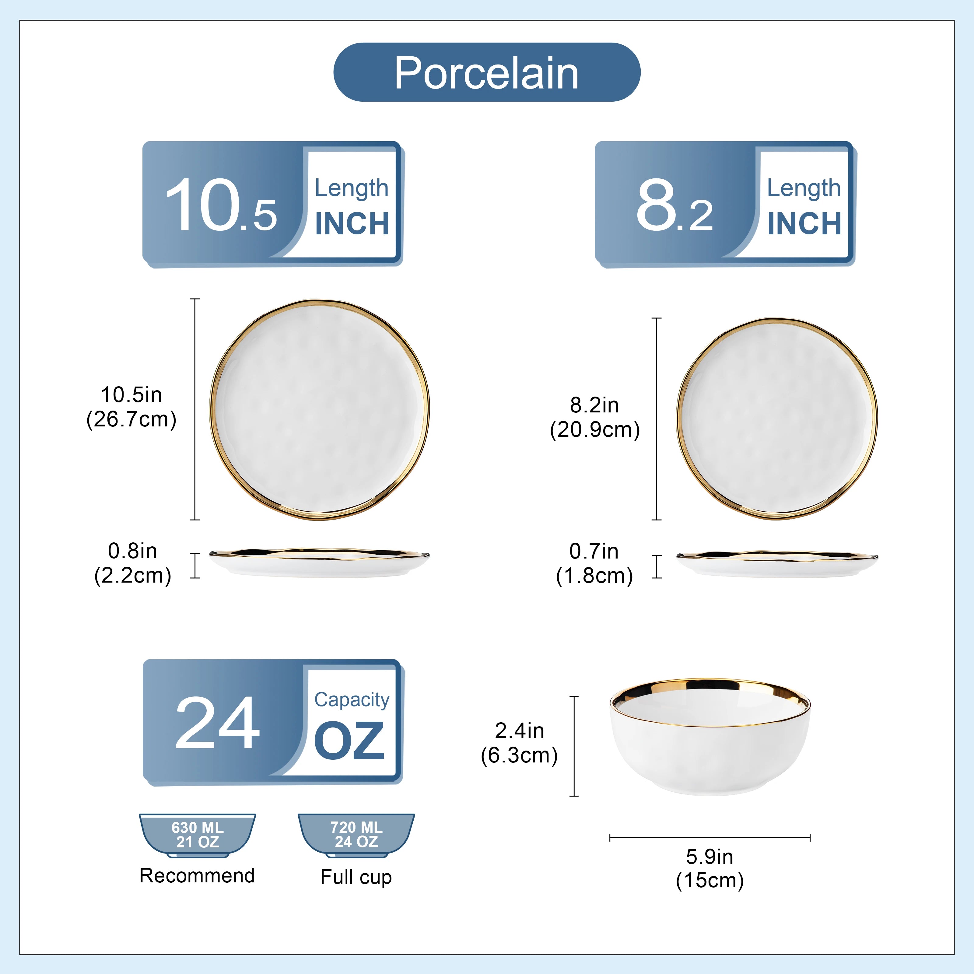 12/24 Piece Elegant Porcelain Dinnerware Set