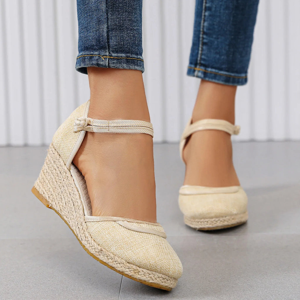 Retro Plain Wedge Sandals
