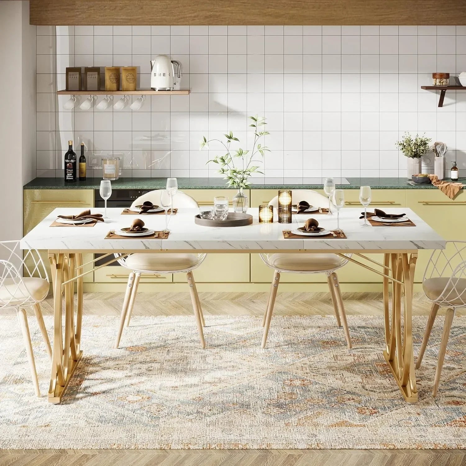Modern Dining Table, 63" Large