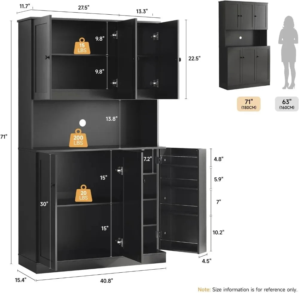 71" Tall  Cabinet with Microwave Stand