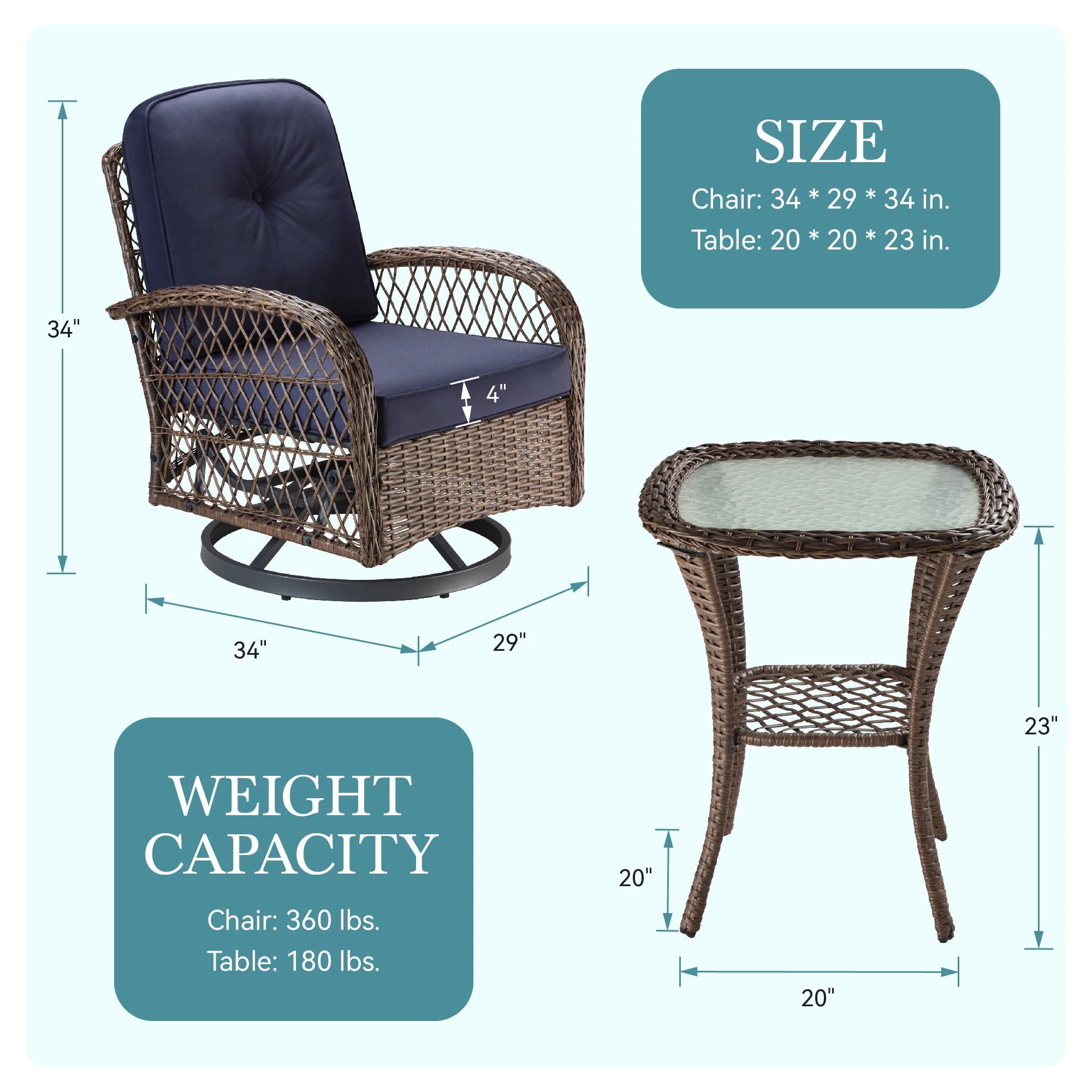 Bistro Set. Rotating Rocking Chair Set