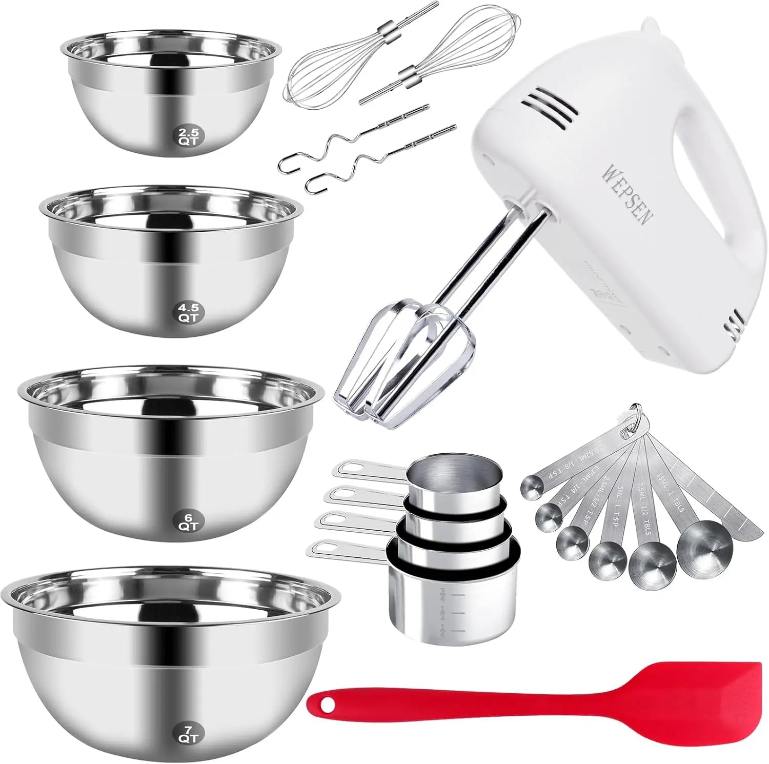 5-Speed Electric Hand Mixer with 4 Nesting Bowls