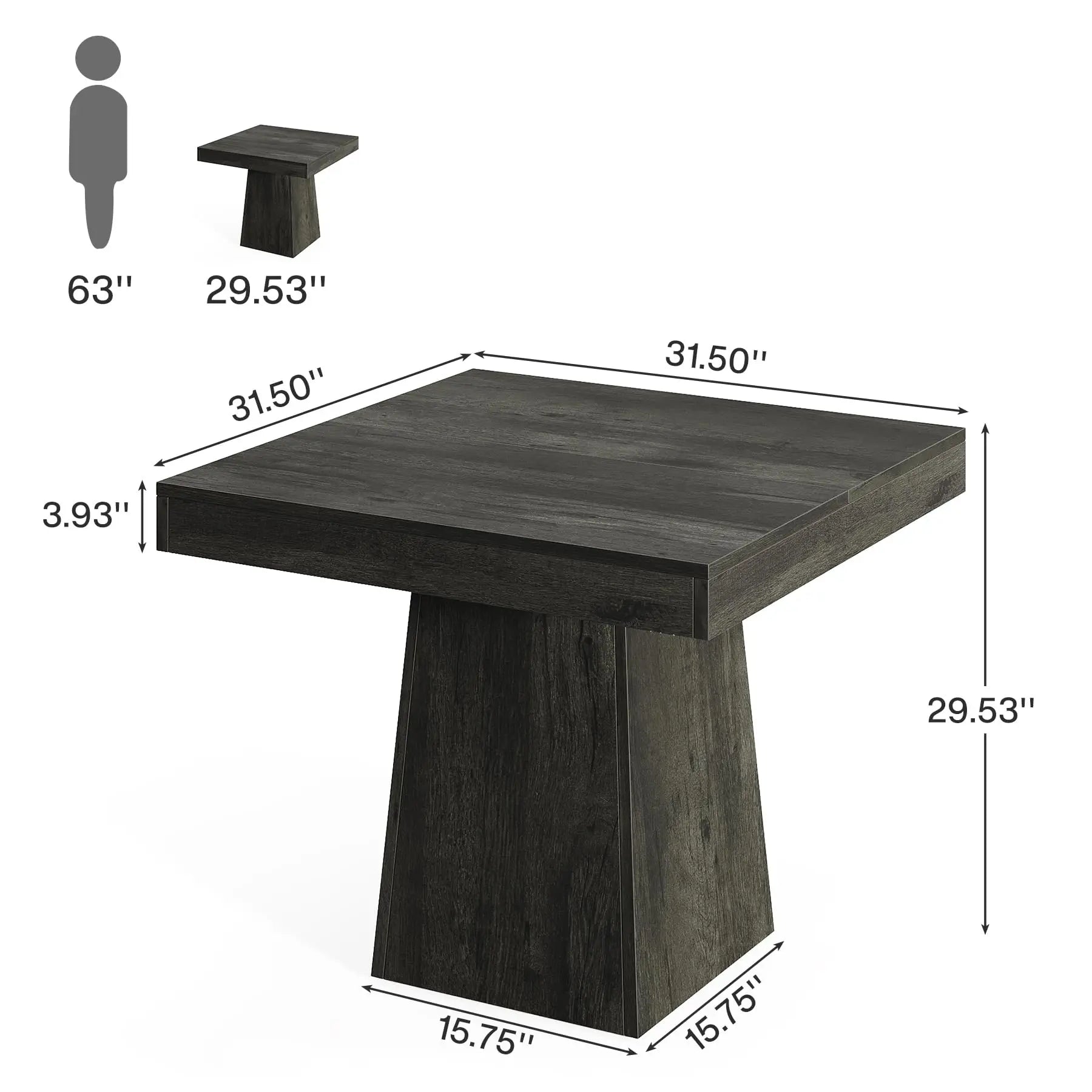Square Dining Table for 4, 31.5-Inch