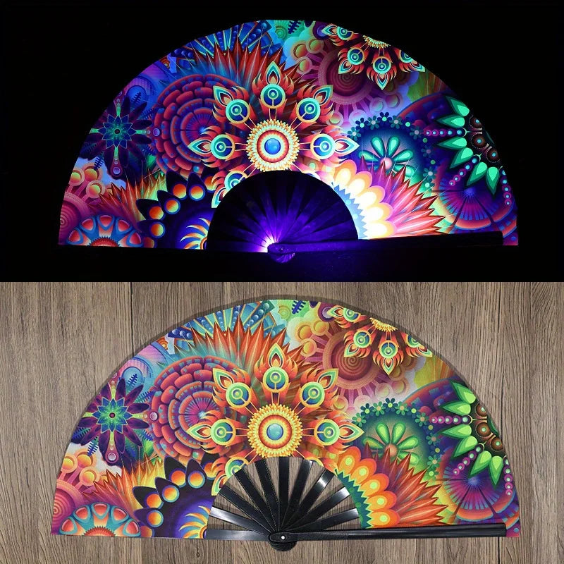 Folding Fan Bright Color Rainbow