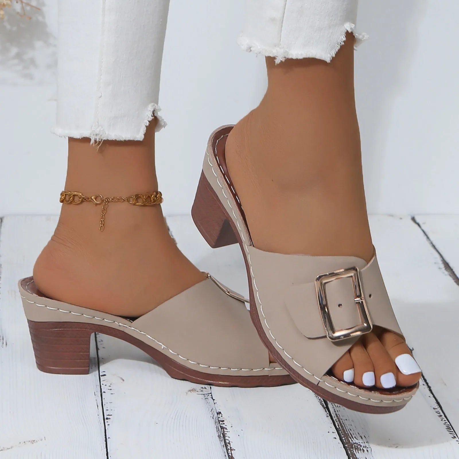 Square Heel Toe Sandals