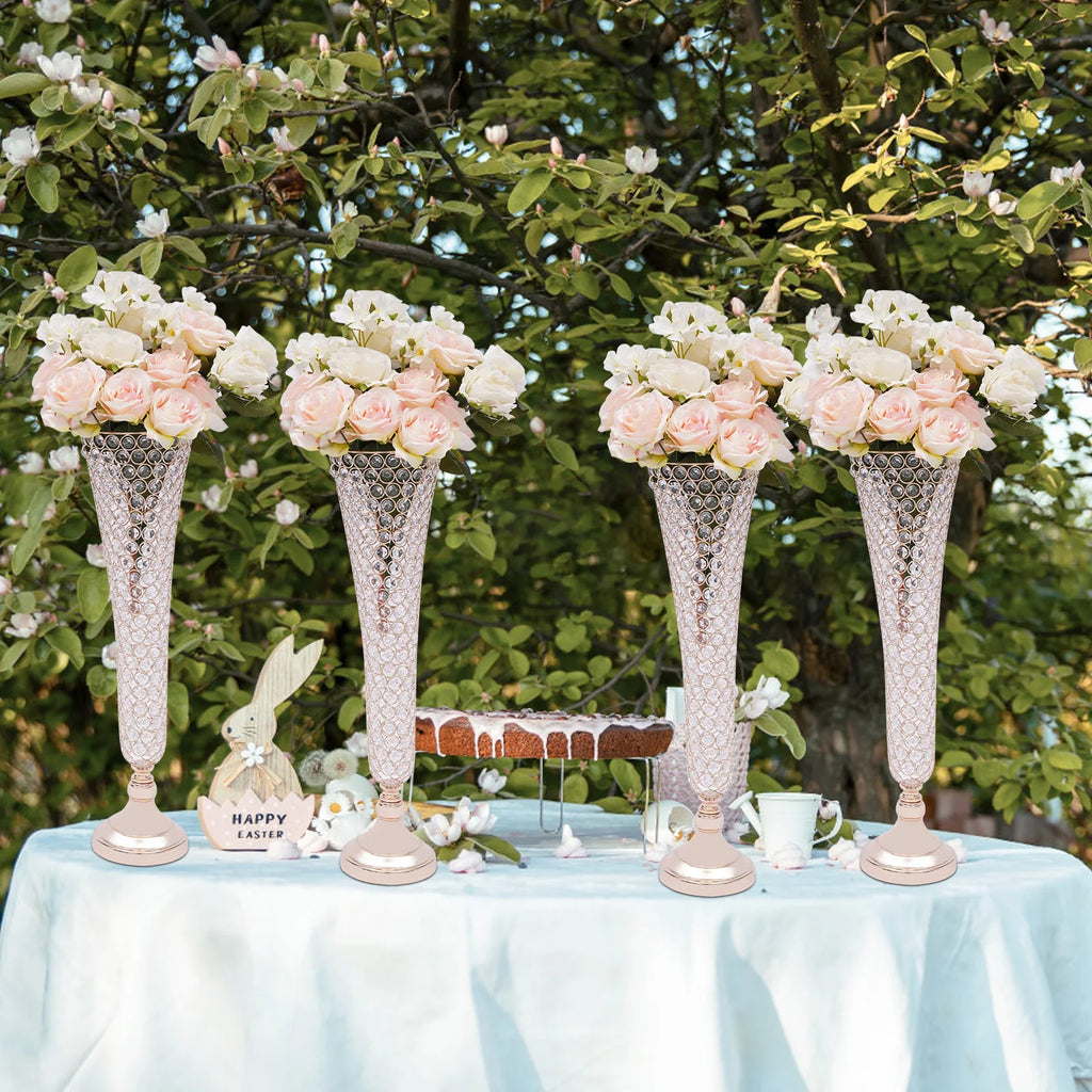 Luxurious Crystal Floral Vases Set