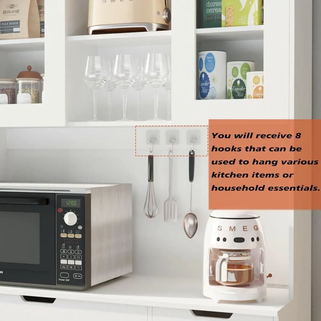 71" Tall  Hutch Microwave Stand Charging Station