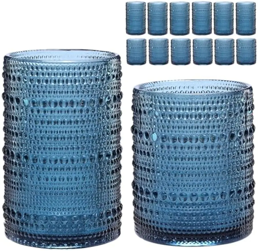 Vintage 12 oz & 15 oz  Glassware Set: 12 for Everyday