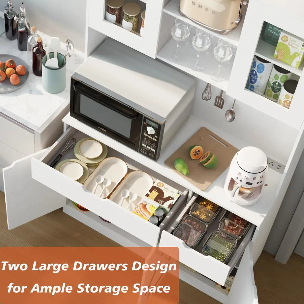 71" Tall  Hutch Microwave Stand Charging Station
