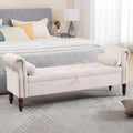 King Size Velvet Storage Bench with Arms
